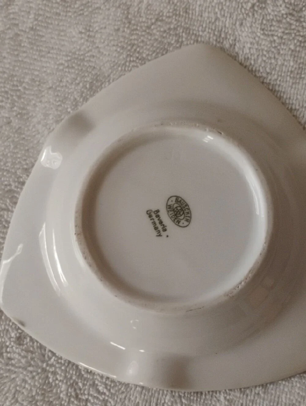 FA White Porcelain Ashtray with Red and Gold Emblem